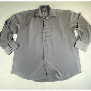 Perruzo Button Down Shirt Mens Large Gray Officecore
